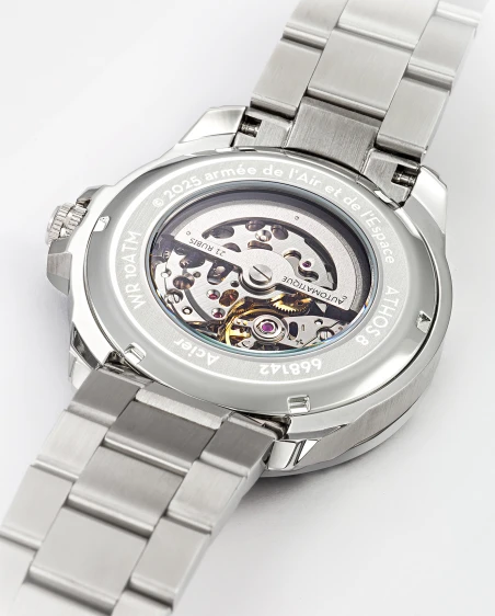 Dos Montre Patrouille de France - Athos 8 - Automatique - Acier Argenté Cadran Vert