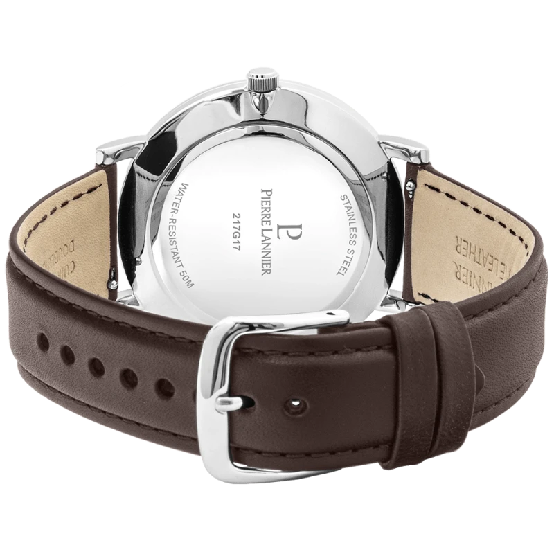 Pierre Lannier - Montre Homme Pierre Lannier Essential Cadran Vert Bracelet Cuir Marron | 217G174 | montre élégante