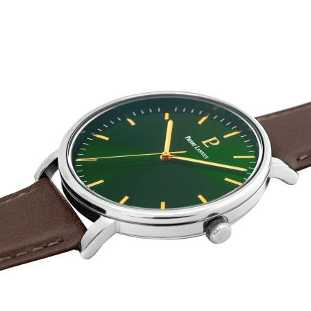 Pierre Lannier - Montre Homme Pierre Lannier Essential Cadran Vert Bracelet Cuir Marron | 217G174 | montre élégante