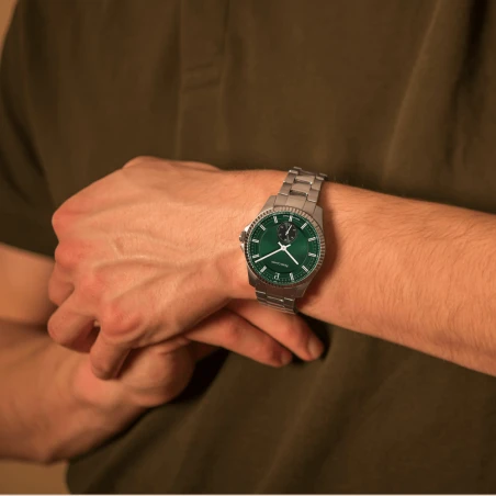 Pierre Lannier - Montre Homme Pierre Lannier Metropolitain Cadran Vert Bracelet Acier Argenté | 246G171 | montre élégante