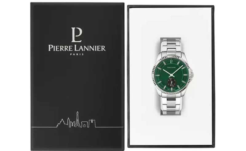Pierre Lannier - Montre Homme Pierre Lannier Metropolitain Cadran Vert Bracelet Acier Argenté | 246G171 | montre élégante