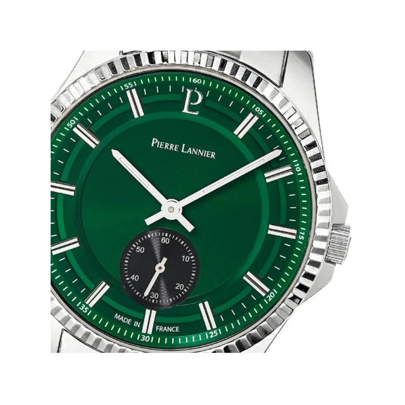 Pierre Lannier - Montre Homme Pierre Lannier Metropolitain Cadran Vert Bracelet Acier Argenté | 246G171 | montre élégante