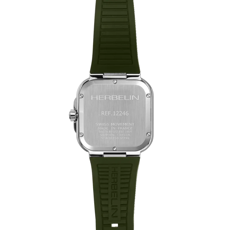 Michel Herbelin - Michel Herbelin Cap Camarat Square Quartz 12246A116CK – Kaki FKM
