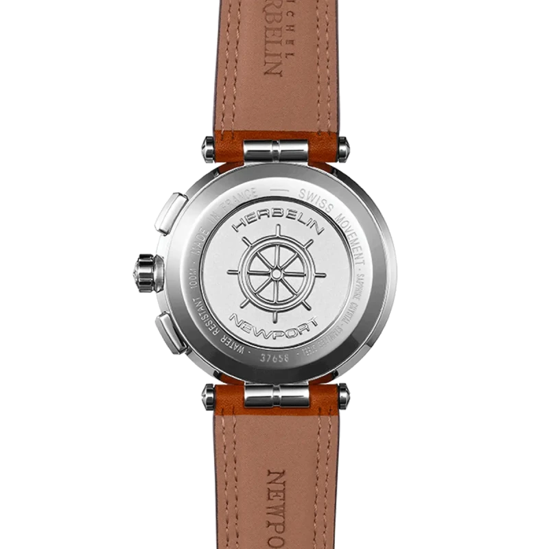 Michel Herbelin - Michel Herbelin Newport Chrono Quartz 37658AP15GD – Acier Cuir Brun
