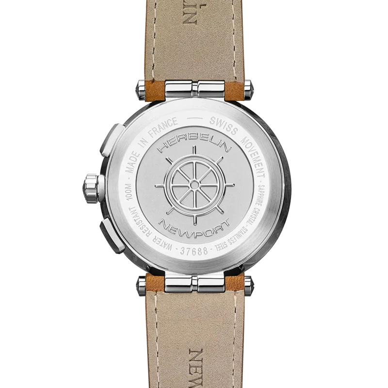 Michel Herbelin - Michel Herbelin Newport Chrono Quartz 37688A42GD – Acier & Cuir Camel
