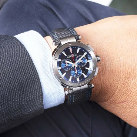 Michel Herbelin - Michel Herbelin Newport Chrono Quartz 37688AG65 – PVD Cuir Technique Noir