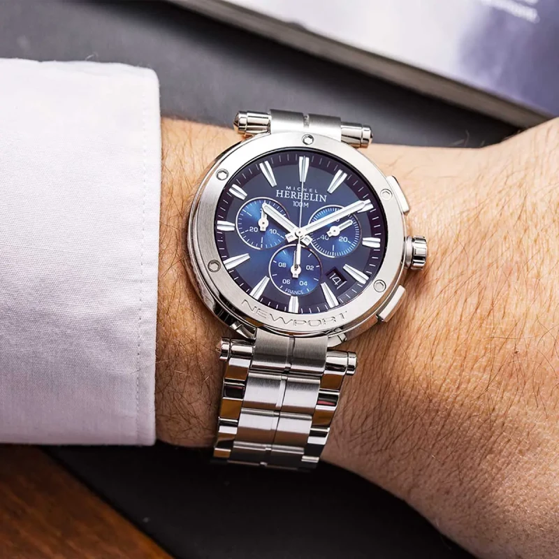 Michel Herbelin - Michel Herbelin Newport Chrono Quartz 37688B35 – Acier Bleu Dégradé