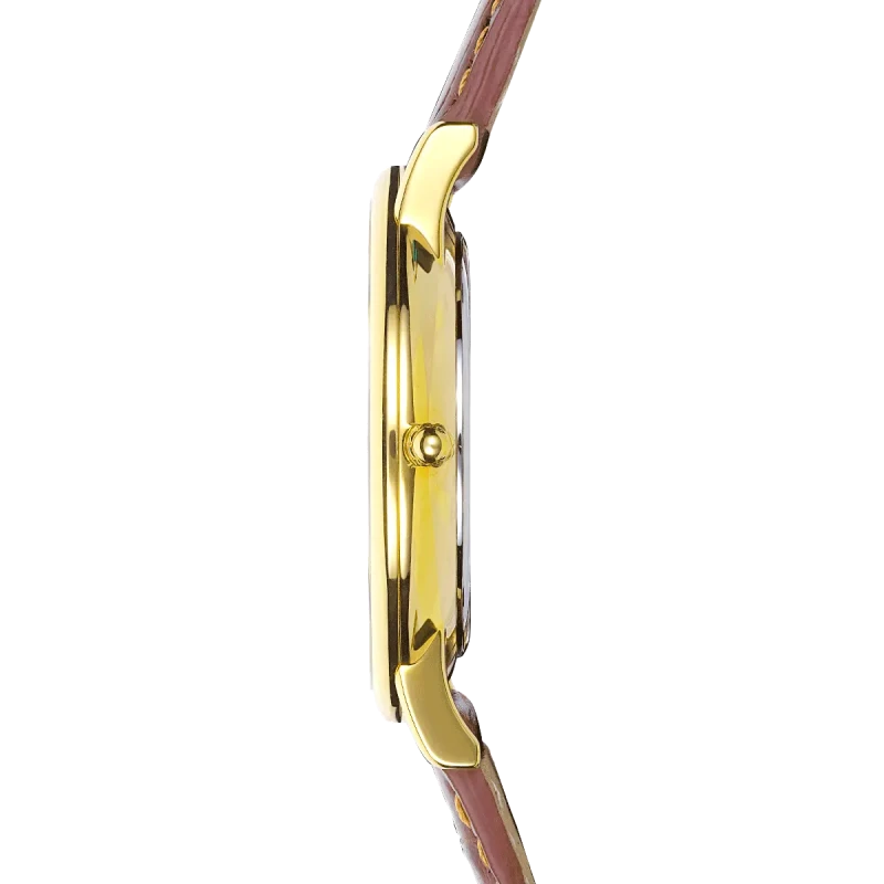 Michel Herbelin - Michel Herbelin Classique Quartz 12248P08MA – PVD Or Jaune Cuir Brun