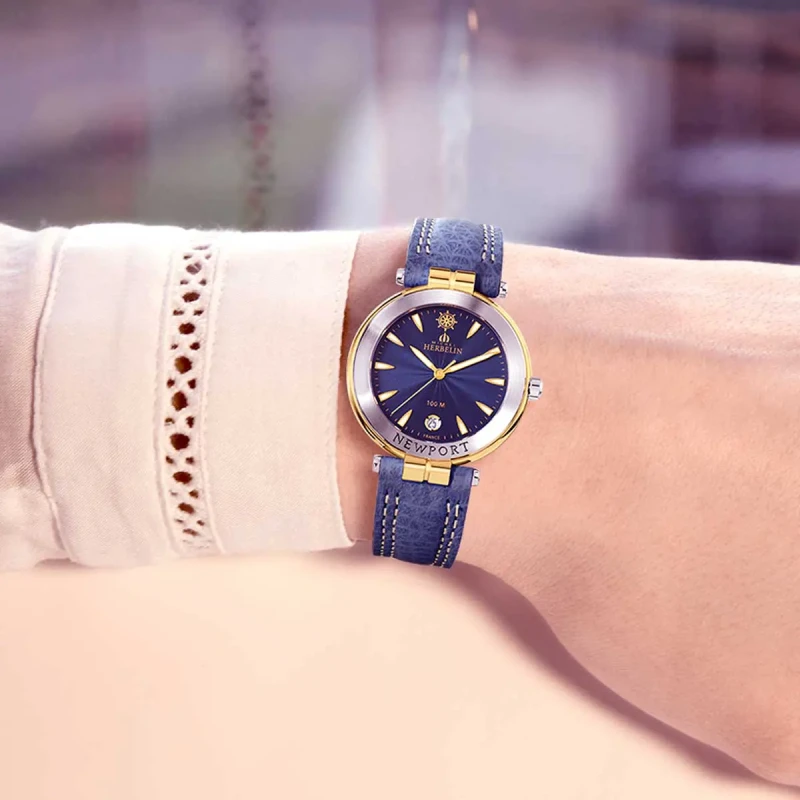 Michel Herbelin - Michel Herbelin Newport Originals 14255T35 – Bleu Cuir Or Jaune Femme