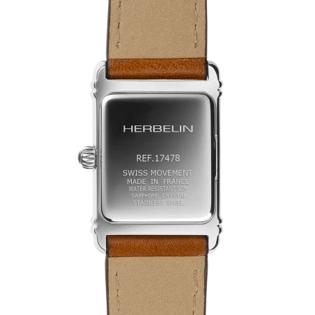 Michel Herbelin - Michel Herbelin Art Déco Quartz 17478AP22GD – Argent Cuir Camel Femme