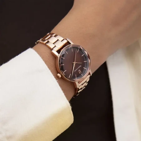 Pierre Lannier - Montre Pierre Lannier Multiples Femme Cadran Chocolat Doré Rose | 012P988