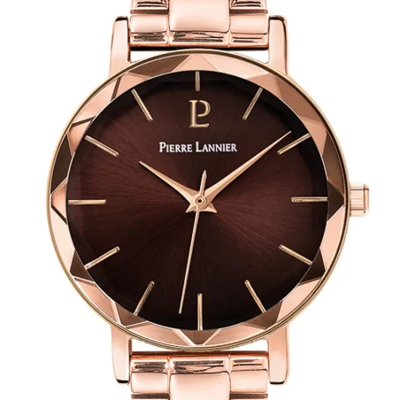 Pierre Lannier - Montre Pierre Lannier Multiples Femme Cadran Chocolat Doré Rose | 012P988