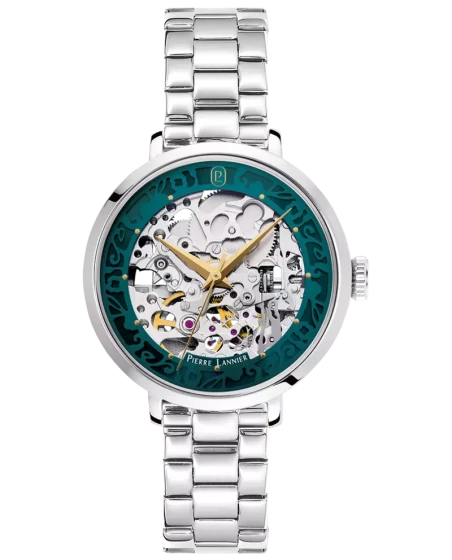 Pierre Lannier - Montre Pierre Lannier Automatic Femme Cadran Vert Ajouré Floral Argenté | 141K671