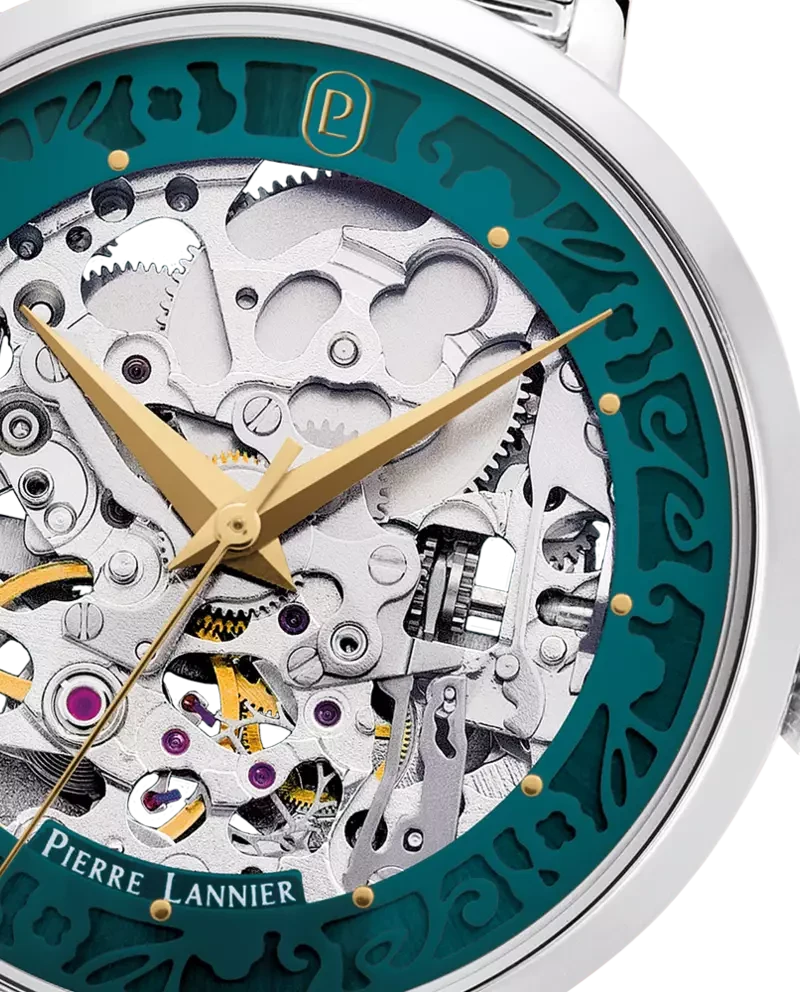 Pierre Lannier - Montre Pierre Lannier Automatic Femme Cadran Vert Ajouré Floral Argenté | 141K671