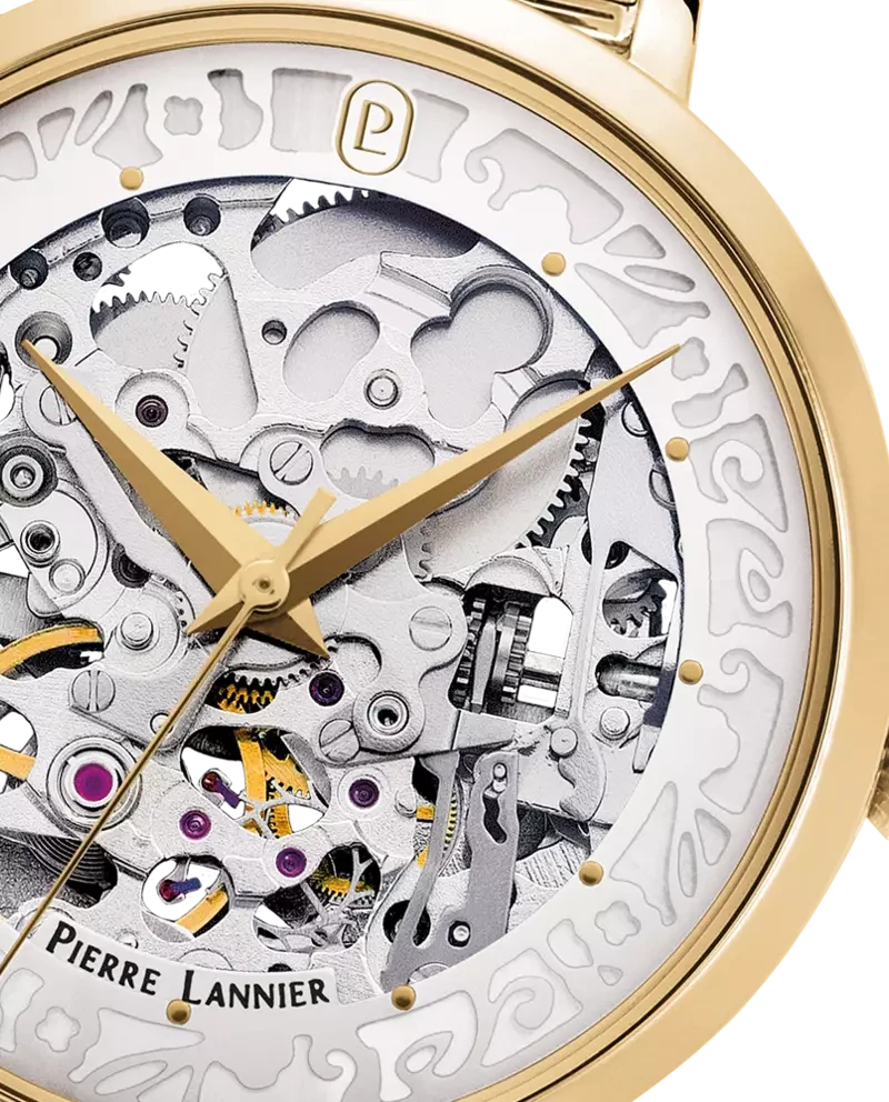 Pierre Lannier - Montre Pierre Lannier Automatic Femme Cadran Argenté Ajouré Floral Doré | 142G522