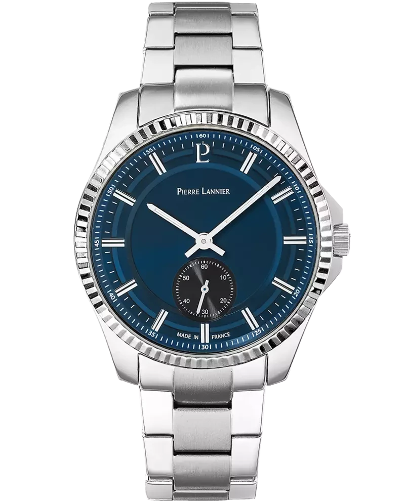 Pierre Lannier - Montre Pierre Lannier Métropolitain Homme Cadran Bleu Pétrole Bracelet Acier Argenté | 246G161