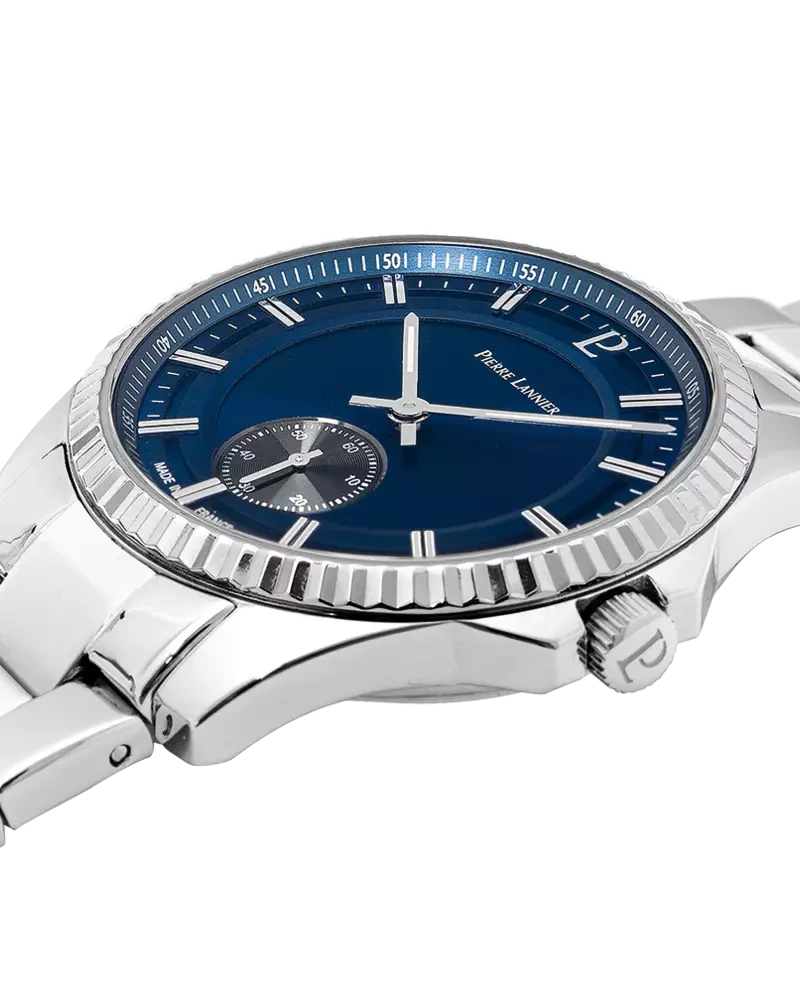 Pierre Lannier - Montre Pierre Lannier Métropolitain Homme Cadran Bleu Pétrole Bracelet Acier Argenté | 246G161