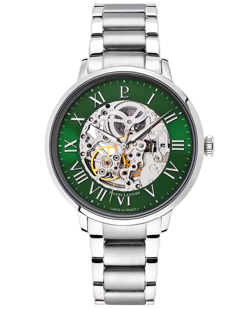 Pierre Lannier - Montre Pierre Lannier Automatic Homme Cadran Vert Squelette Acier Argenté | 317B171