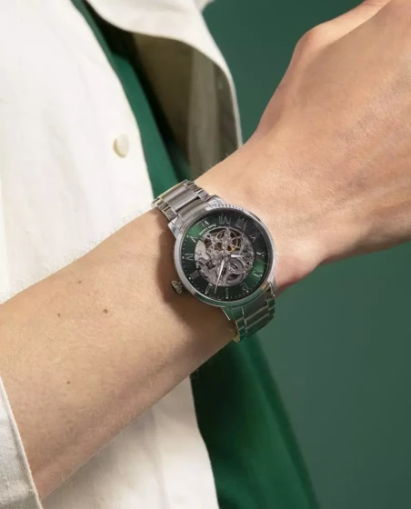Pierre Lannier - Montre Pierre Lannier Automatic Homme Cadran Vert Squelette Acier Argenté | 317B171