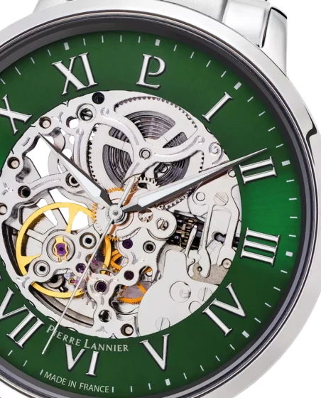 Pierre Lannier - Montre Pierre Lannier Automatic Homme Cadran Vert Squelette Acier Argenté | 317B171