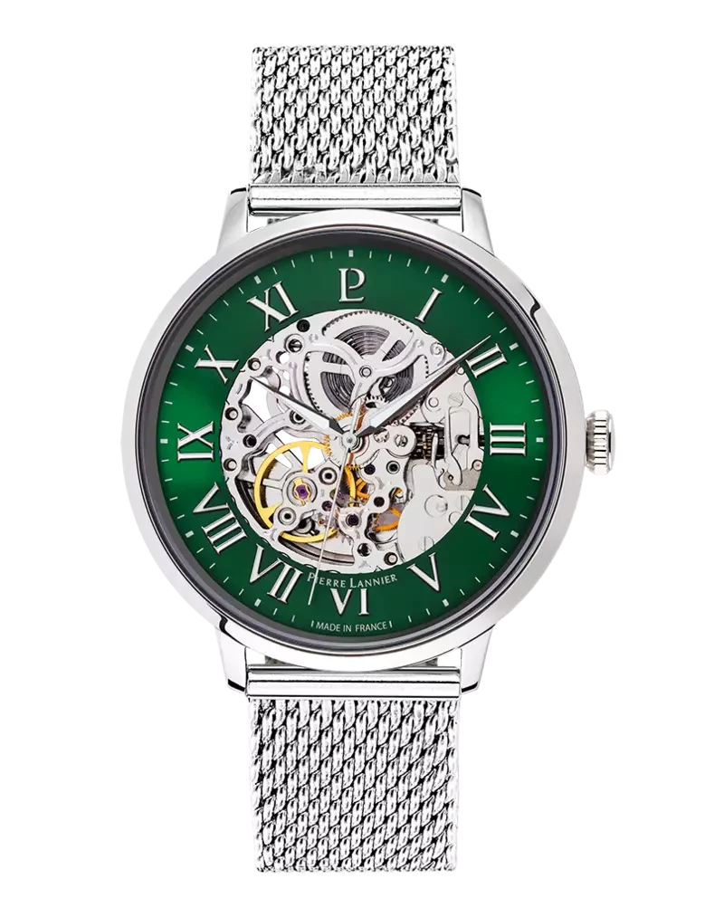 Pierre Lannier - Montre Pierre Lannier Automatic Homme Cadran Vert Squelette Milanais Argenté | 323D171