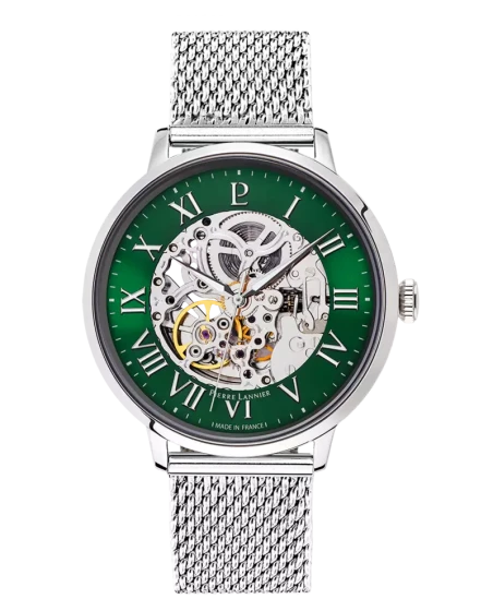 Pierre Lannier - Montre Pierre Lannier Automatic Homme Cadran Vert Squelette Milanais Argenté | 323D171