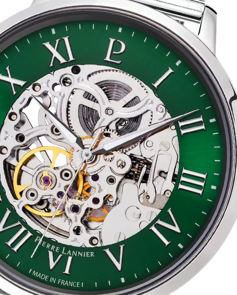 Pierre Lannier - Montre Pierre Lannier Automatic Homme Cadran Vert Squelette Milanais Argenté | 323D171