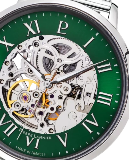 Pierre Lannier - Montre Pierre Lannier Automatic Homme Cadran Vert Squelette Milanais Argenté | 323D171