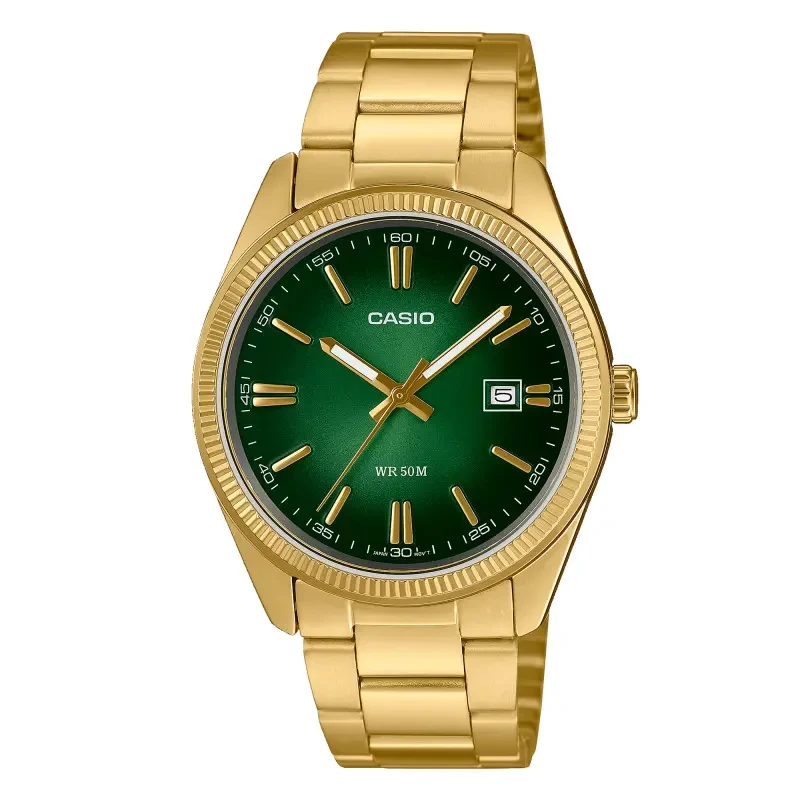 Casio - Montre Casio Heritage Gold Timeless Homme Cadran Vert Fumée Doré | MTP-1302PGC-3AVEF
