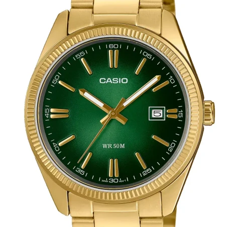 Casio - Montre Casio Heritage Gold Timeless Homme Cadran Vert Fumée Doré | MTP-1302PGC-3AVEF