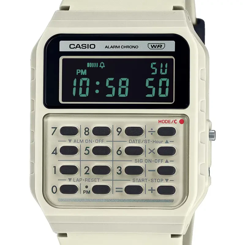 Casio - Montre Casio Vintage Heritage Colors Calculatrice Rétro Ivoire Beige | CA-53WB-8BEF