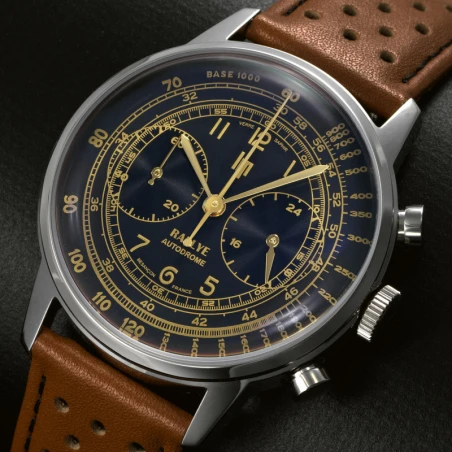 LIP - Montre Lip Rallye 40 Méca-Quartz Autodrome Homme Cadran Noir Cuir Marron | 671826