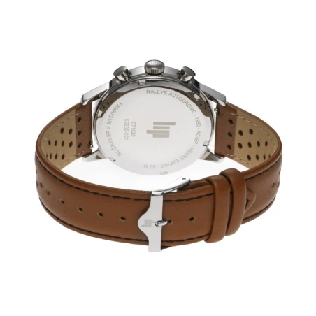 LIP - Montre Lip Rallye 40 Méca-Quartz Autodrome Homme Cadran Noir Cuir Marron | 671826