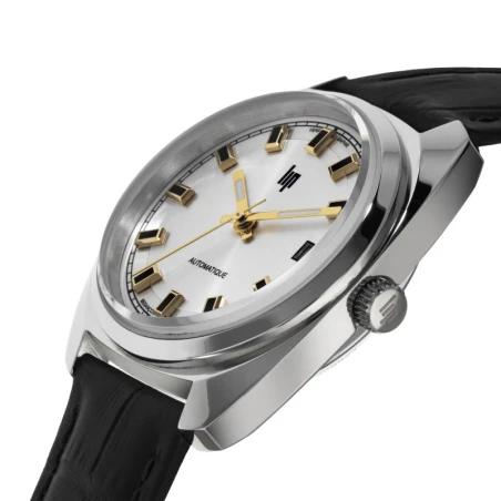 LIP - Montre Lip Général de Gaulle 35 mm Automatique Cadran Gris Cuir Alligator Noir | 671880