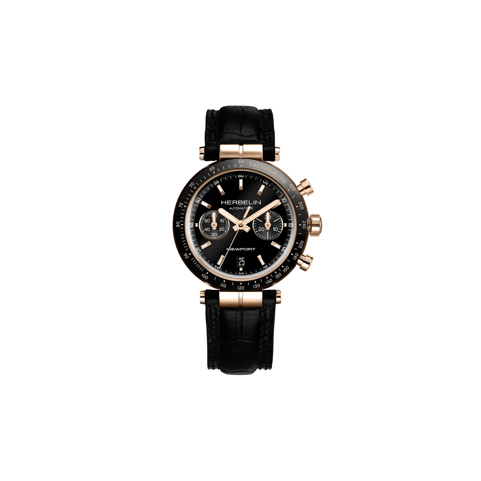 Michel Herbelin Newport automatique chrono noir PVD or rose