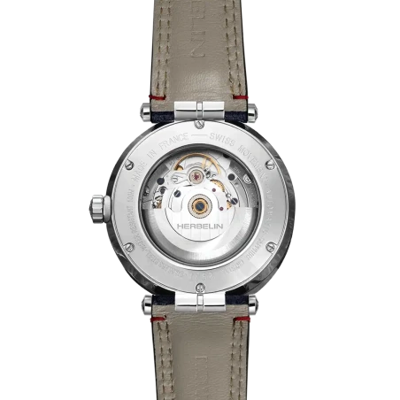 Michel Herbelin Newport – automatique – day date – textile bleu – 1768A15BL vue de dos