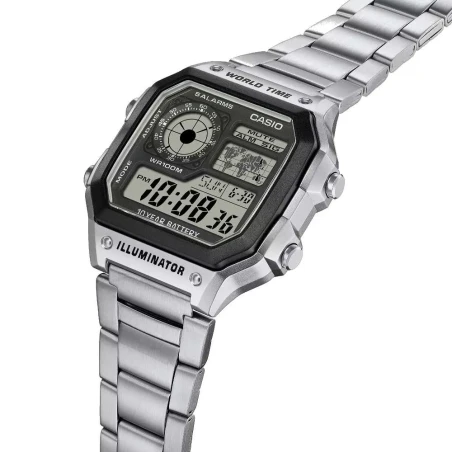Montre Casio Timeless en Acier Argenté-AE-1200WHD-1AV vue de face