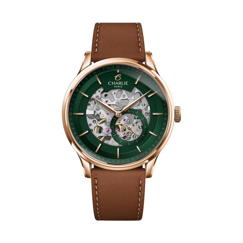 Charlie Paris - INITIAL Squelette Vert & Doré rose