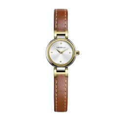 Michel Herbelin LADY H, QUARTZ, ACIER & PVD OR CUIR CAMEL