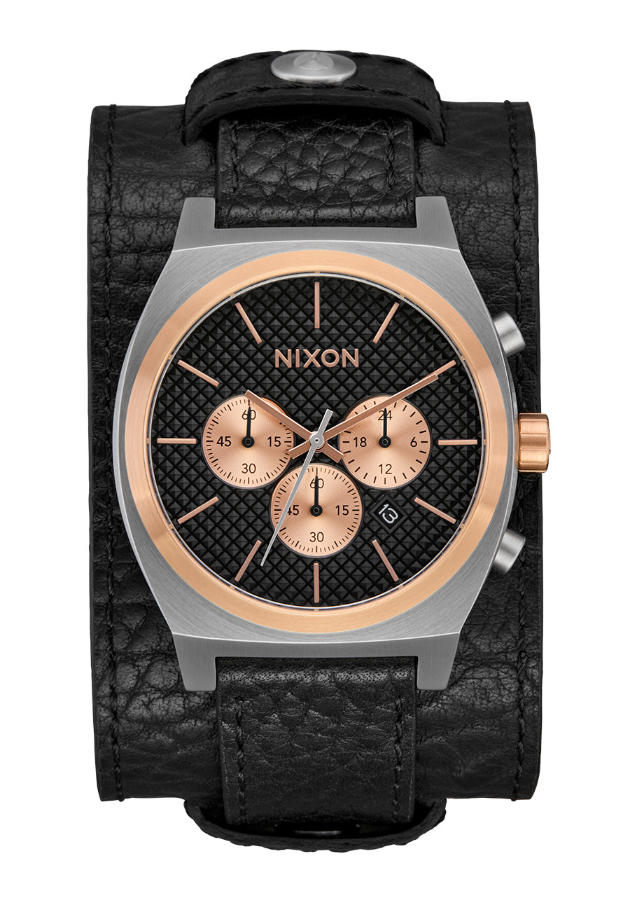 Nixon Time Teller Chrono Leather Silver / Rose Gold 