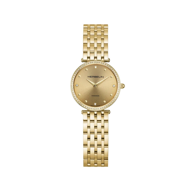 Montre Michel Herbelin - Epsilon - Quartz - PVD Or Jaune & Diamants