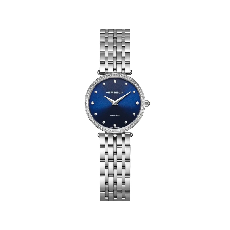 Montre Michel Herbelin - Epsilon - Quartz Acier - Bleu & Diamants