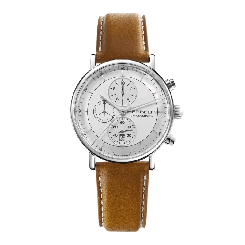 Montre Michel Herbelin - Inspiration - Chronographe - Acier & Cuir Camel