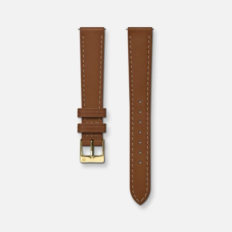 Charlie Paris - Bracelet cuir marron - 14 mm - Boucle dorée jaune | Club de la Montre