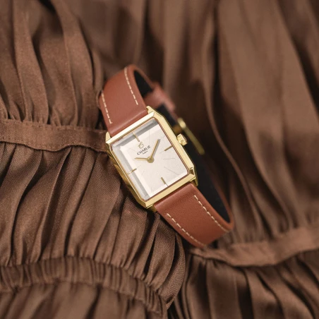 Charlie Paris - Bracelet cuir marron - 14 mm - Boucle dorée jaune | Club de la Montre