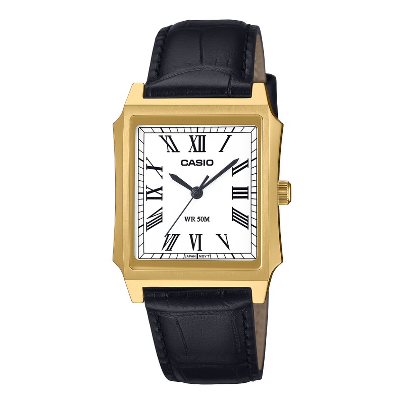 Montre Casio - Timeless Collection - Rectangulaire Dorée Cuir Noir