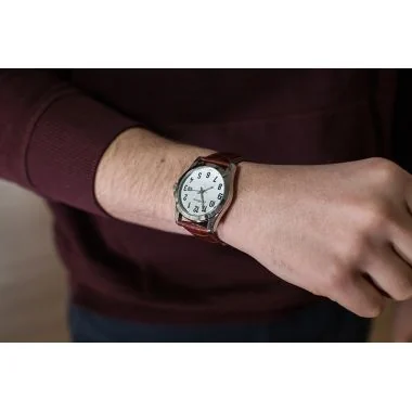 Portée Montre Performer Homme Cuir Véritable Bovin Marron Façon Croco - 7027242