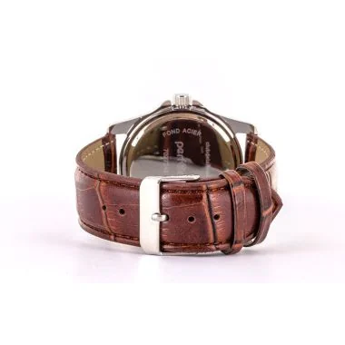 Dos Montre Performer Homme Cuir Véritable Bovin Marron Façon Croco - 7027242