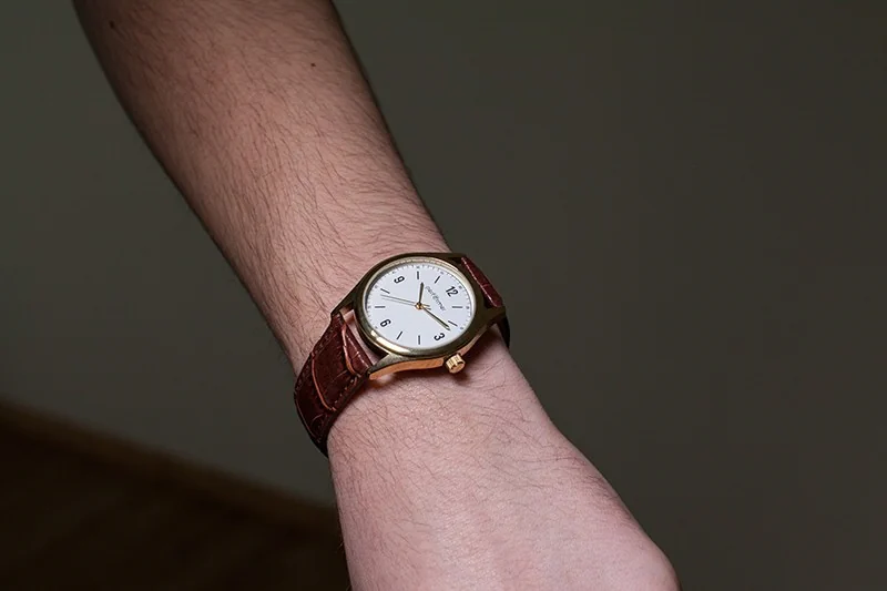 Montre Homme Wokai Noir Et Doré - Chronographe, Bracelet Similicuir Marron, Neuf Avec étiquettes