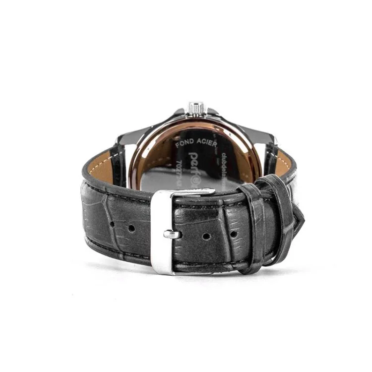 Dos Montre Performer Homme Cuir Véritable Bovin Noir Façon Croco - 7027252